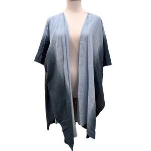 Davi & Dani Blue Ombre Open Front Cotton Kimono Large Boho Beachy Summer NEW
